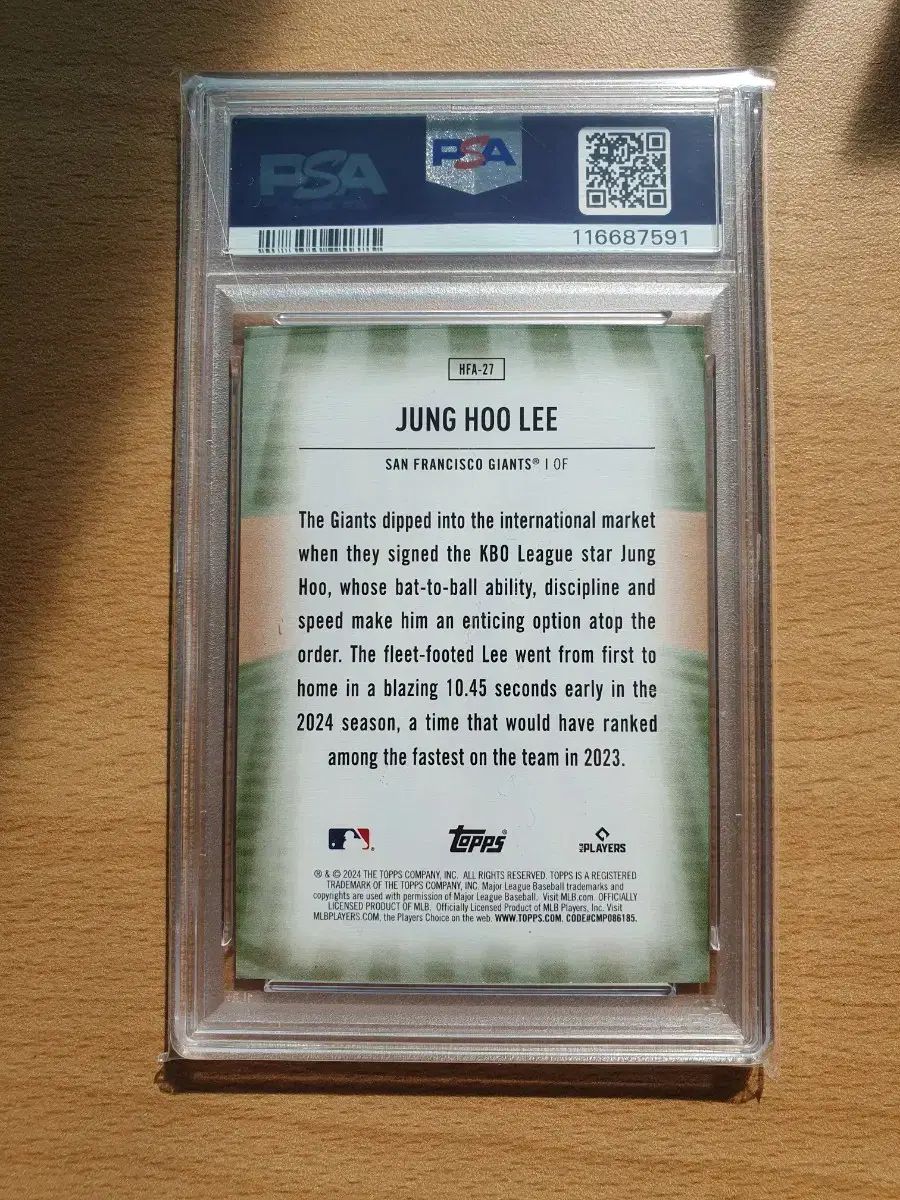 2025 TOPPS 李政厚 イ ジョンフ HOME フィールド アバンテージ PSA 10 カード