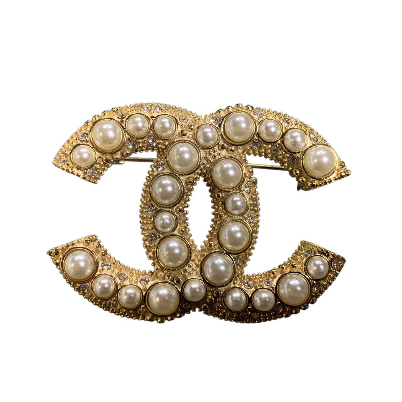 3455 CHANEL シャネル パール ブローチ ココマーク C 20 ゴールド ロゴ