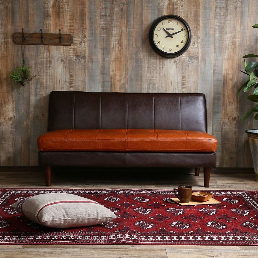  2人掛 レザー調 ベンチソファ 幅132cm ソファ ローソファ 1人暮らし 2人暮らし ヴィンテージ アンティーク調 幅170cmソファ 2人掛け 3人掛けソファ ソファ ソファベッド