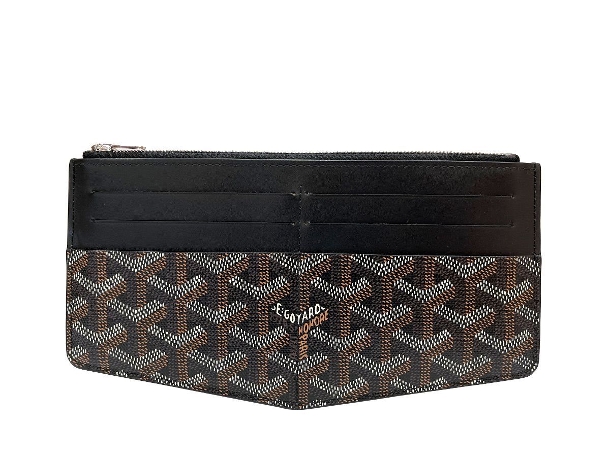 品 Goyard ゴヤール インサート ルイーズ カードケース ヘリンボーン PVCコーティングキャンバス×レザー ブラック シルバー金具 長財布 コインケース パスケース 名刺入れ レディース 女性用 ブランド 本革 レザー 黒 ギフト
