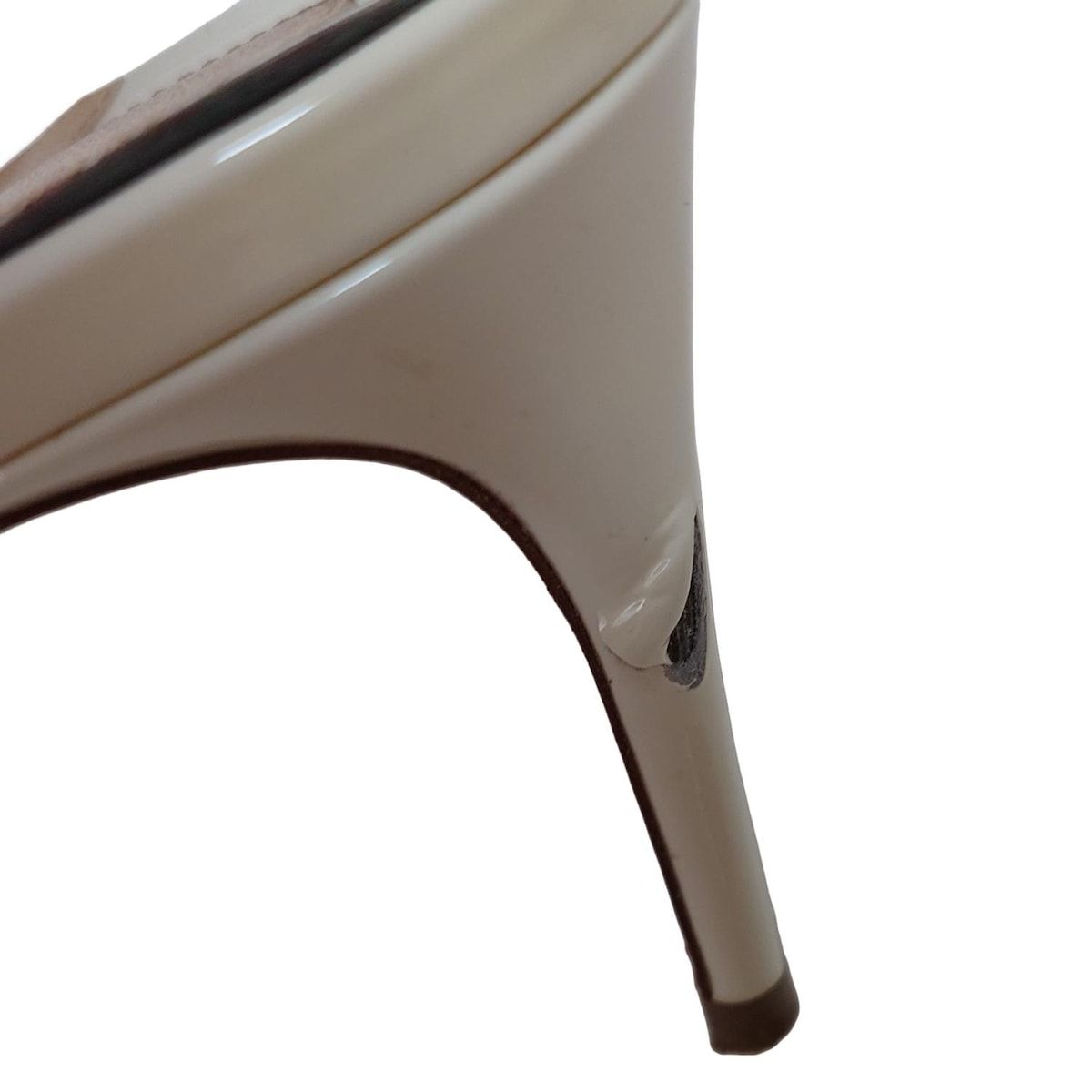  クリスチャンルブタン サンダル 38 レディース 白 スタッズ スリングバック ポインテッドトゥ アウトソール張替済 レザー サンダル サンダル ミュール