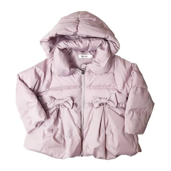 子供 ダウンジャケット ペプラム 女の子 リボン付き フード取り外し可 スラップスリップ 90 100 110 120 130