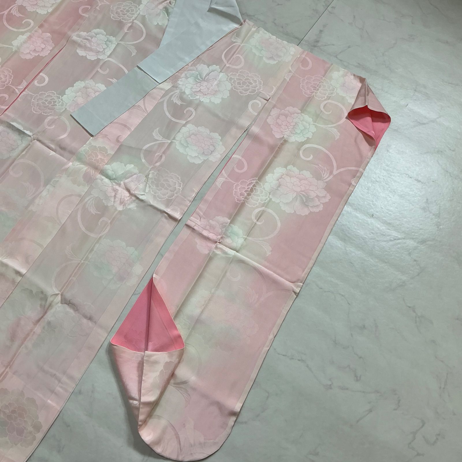 ◇kimono+one◇美品◇振袖長襦袢◇単衣 ◇正絹◇袖無双◇裄65.5肩丈133