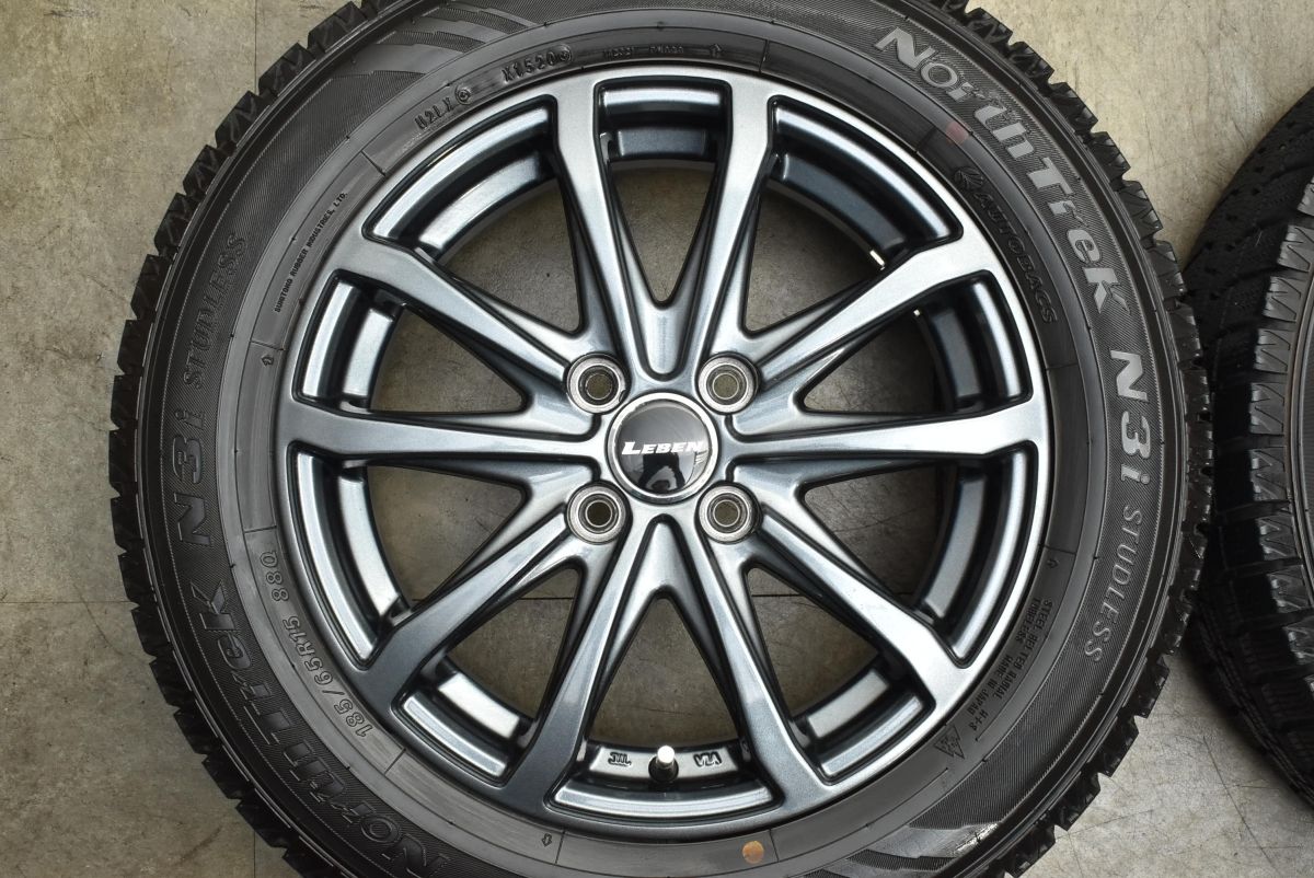 良好品 LEBEN 15 in 5 J 45 PCD 100 ノーストレック N 3 i 185 65 R アクア ヤリス カローラ フィールダー ノート デミオ