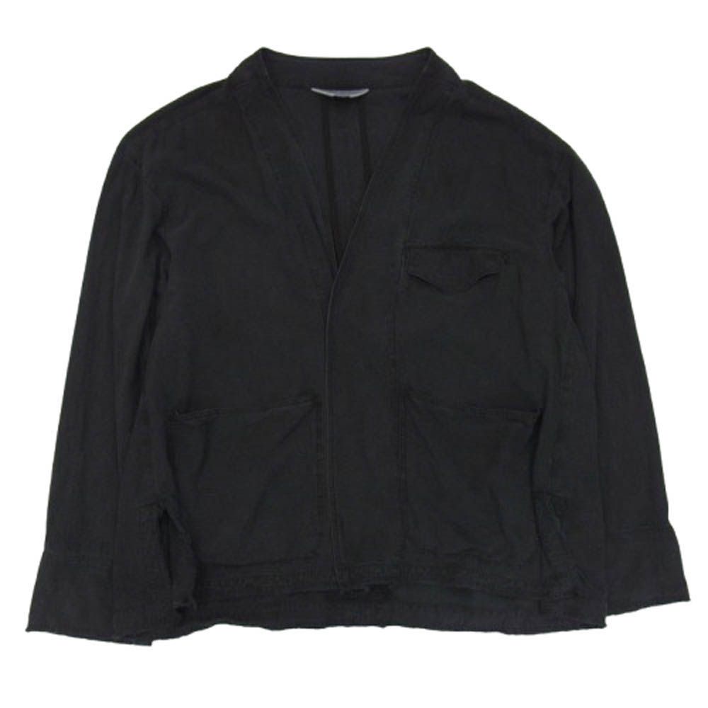 ANCELLM アンセルム ANC-SH29 SILK SUEDE COLLARLESS JACKET シルクスエード カラーレス ジャケット ブラック系 2【中古】 ANCELLM アンセルム ANC-SH29 SILK SUEDE COLLARLESS JACKET シルク