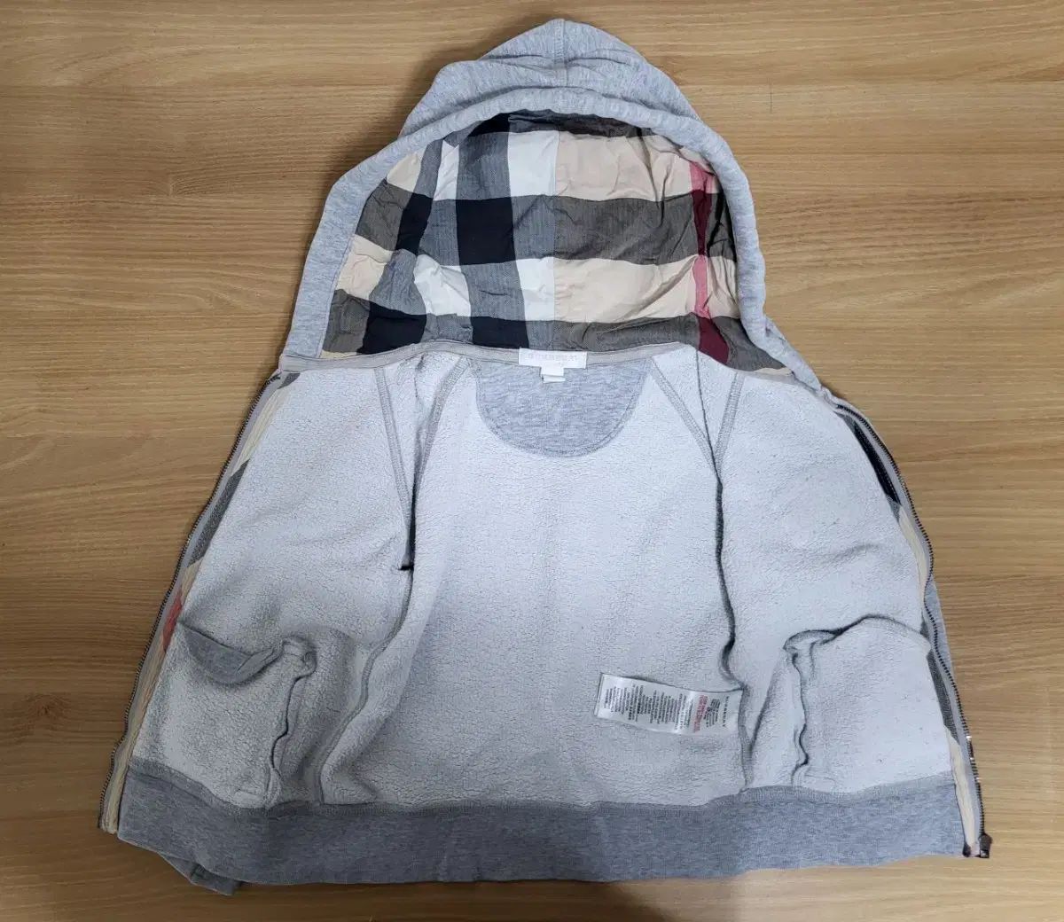 バーバリー キッズ グレー フード 注文 ジップアップ (4y) Burberry