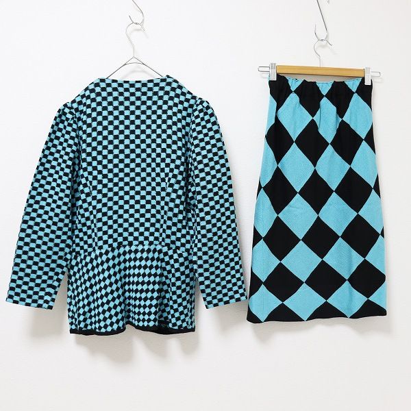 サイトウトヨコ 斉藤都世子 セットアップ 3点セット ニット カーディガン トップス スカート 格子柄 リボン x976431n