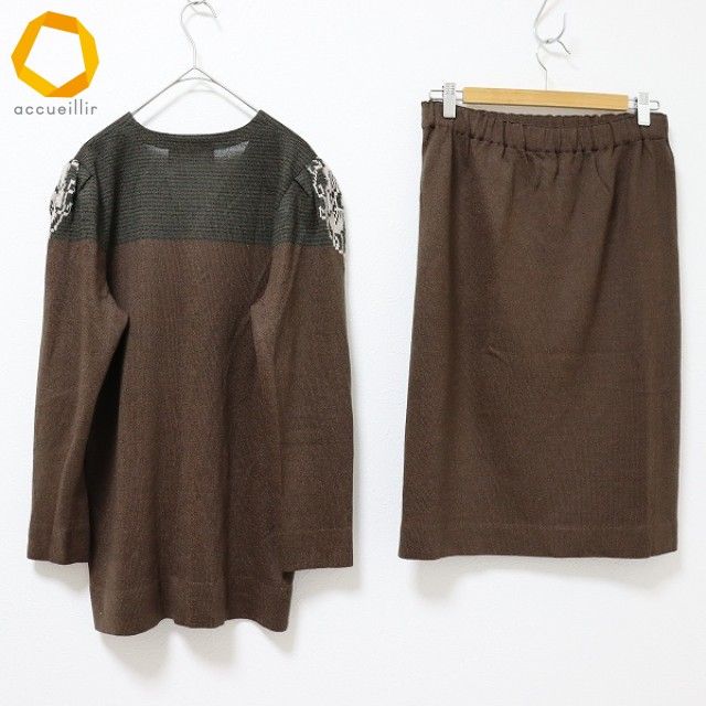 斉藤都世子 サイトウトヨコ セットアップ スカートスーツ ニット カーディガン スカート x977433n