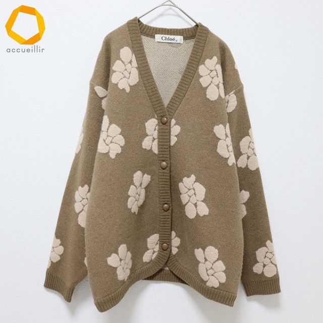 クロエ Chloe ヴィンテージ ニット カーディガン トップス 総柄