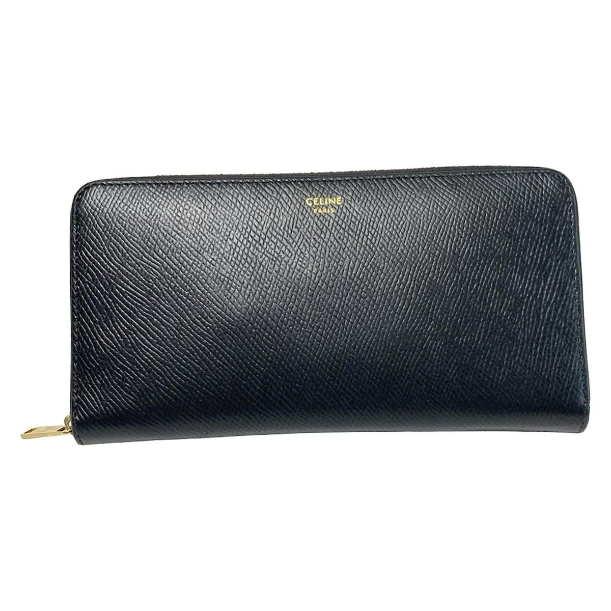 CELINE セリーヌ 長財布 ラージジップドウォレット 黒 ラウンドファスナー レザー