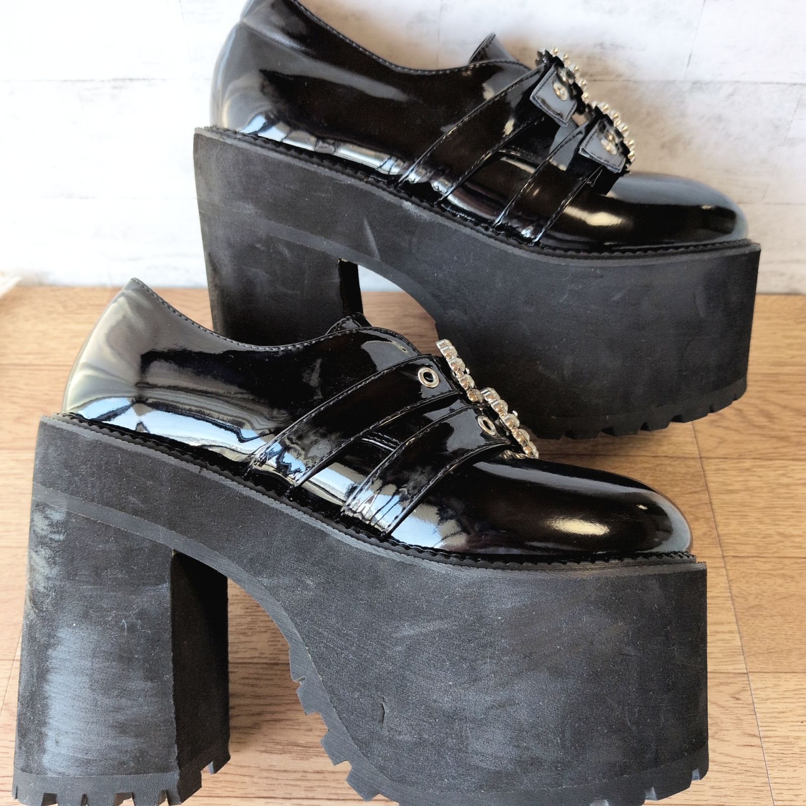 BUBBLES ダブルバックル厚底シューズ 36サイズ 22.5〜23.0相当