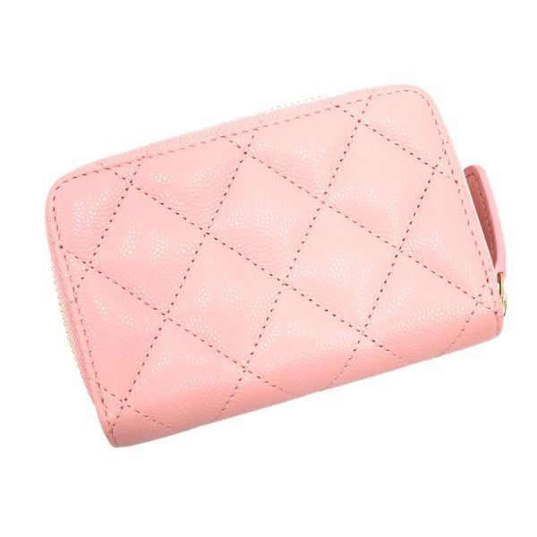 正規品　シャネル　マトラッセ　ケース　小銭入れ　ラウンドファスナー　財布 シャネル キャビア・マトラッセラウンドファスナーコインケース 【A