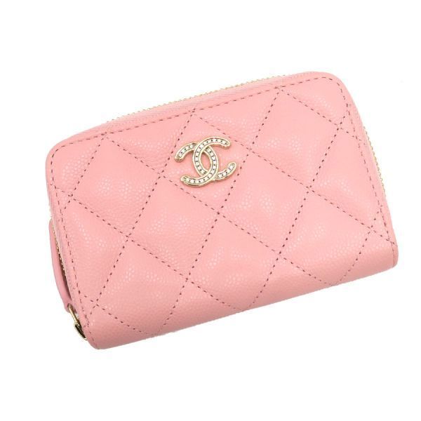 シャネル キャビア･マトラッセラウンドファスナーコインケース Aランク