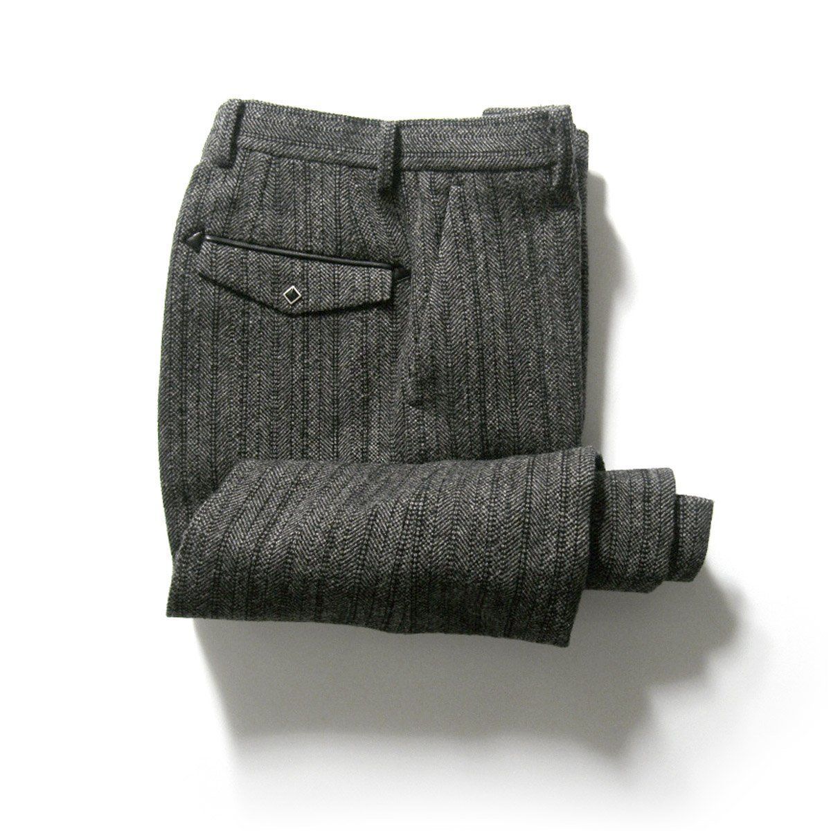 The Letters レターズ ウール ツイード スラックスパンツ WESTERN SLIM TROUSERS トラウザーズ ヘリンボーン 鹿革 | 秋冬