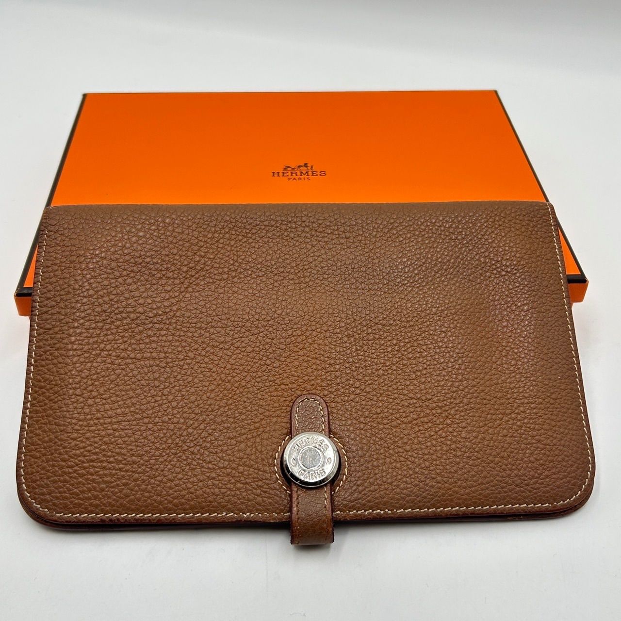 エルメス HERMESドゴンGM 長財布 ブラウン小銭入れ付き