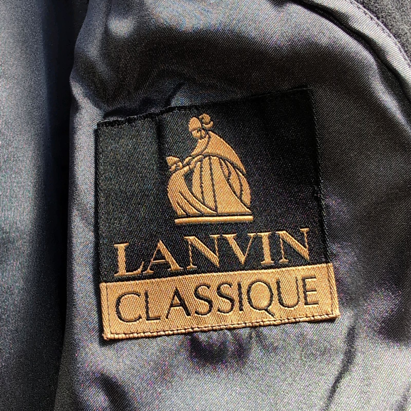 LANVIN CLASSIQUE カシミヤ80 グアナコ20 ロングコート ステン コート チェスター バルマカーンコート R48 L 黒