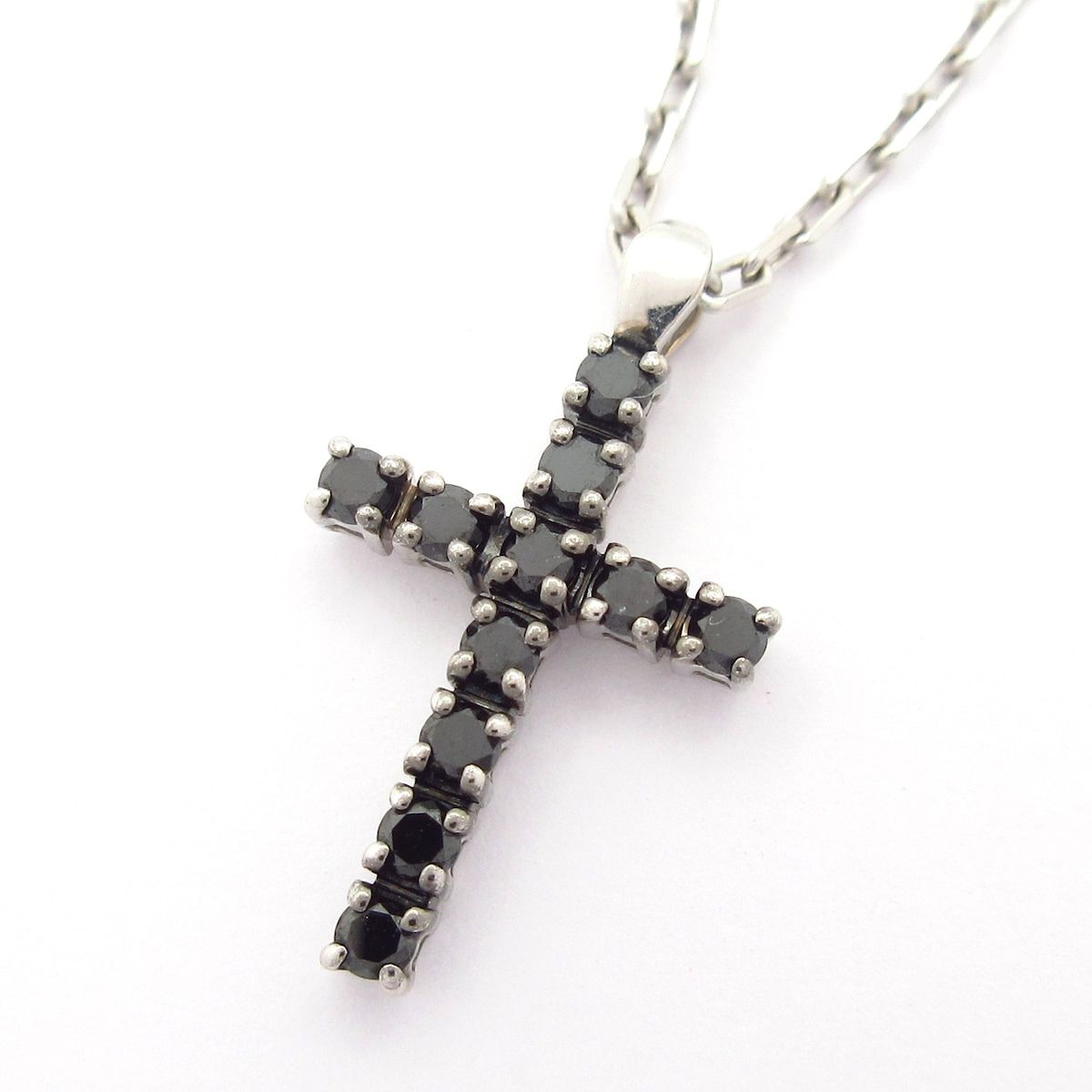 DAMIANI ダミアーニ ネックレス プレスティージュ K18WG×ブラックダイヤモンド クロス 11Pダイヤ
