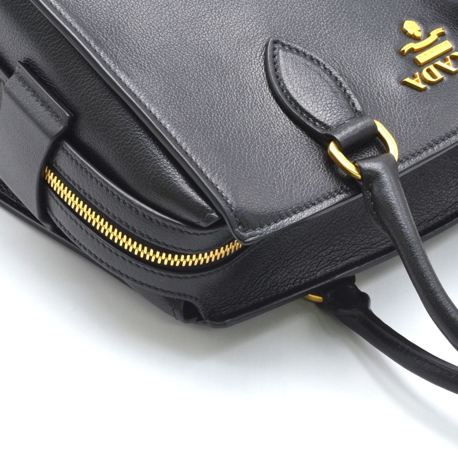 PRADAプラダ ガレリア SAFFIANO SOFT CALF バッグ ブラック系 ゴールド金具 レディース GINKGOPHARMACY_COM