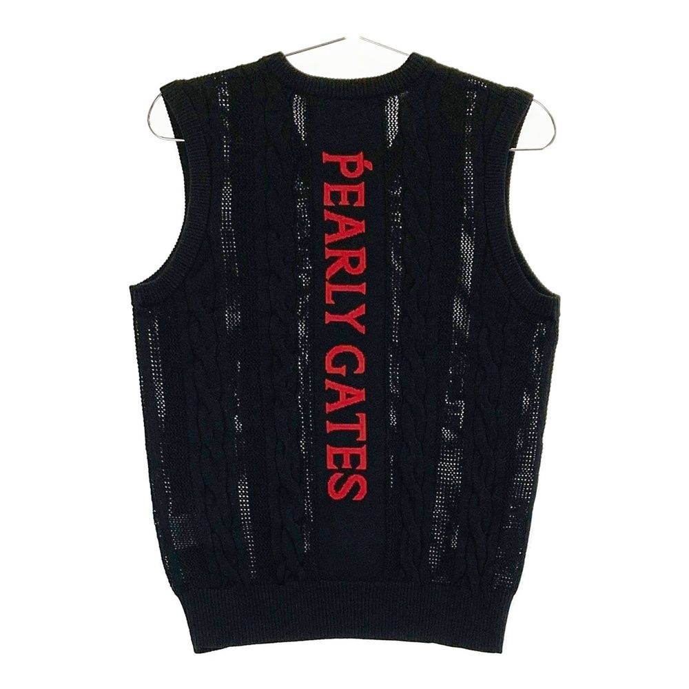 サイズ 1 PEARLY GATES パーリーゲイツ Vネック ニットベスト バックロゴ ネイビー系 ゴルフウェア レディース ストスト