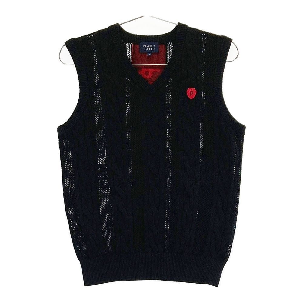サイズ 1 PEARLY GATES パーリーゲイツ Vネック ニットベスト バックロゴ ネイビー系 240101554712 ゴルフウェア レディース ストスト