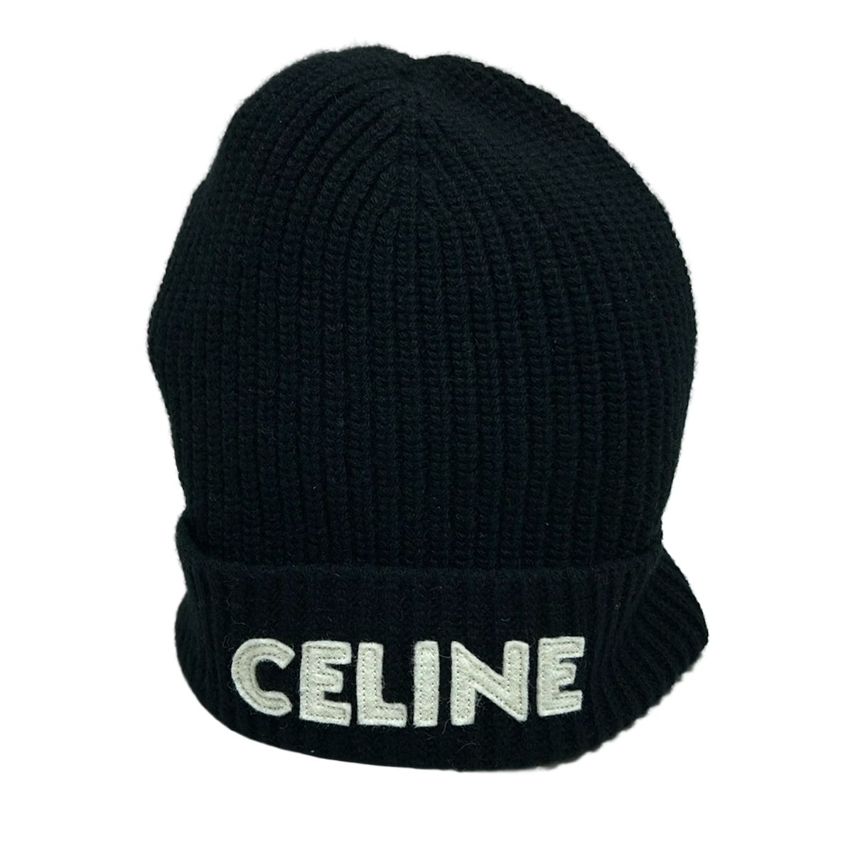 CELINE セリーヌ ニット帽 ONE SIZE 2A25R535Q 黒×白 ウール