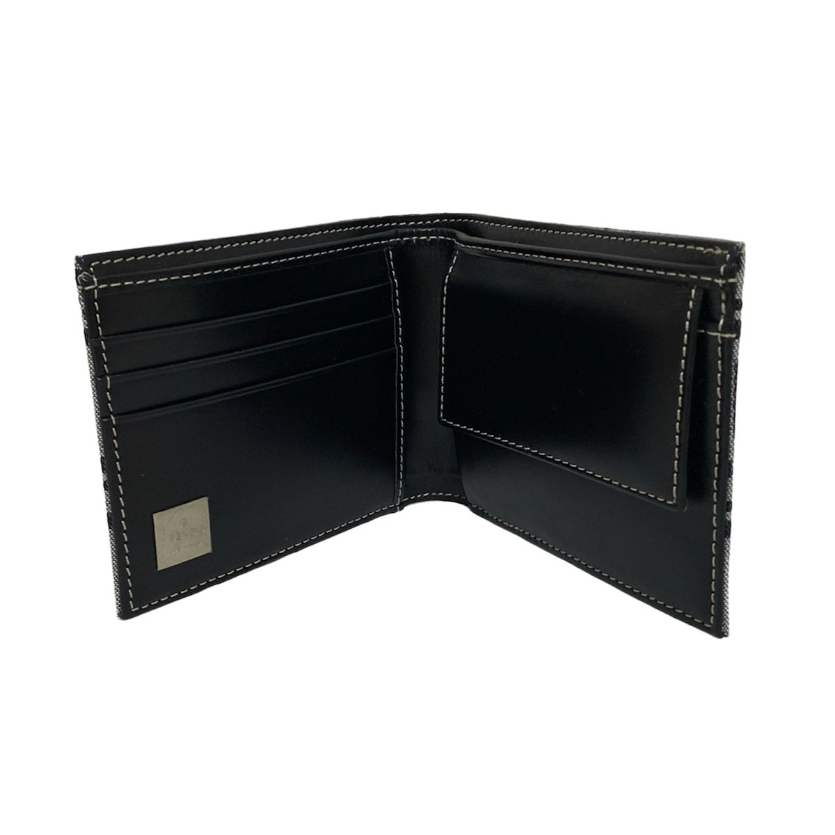  FENDI フェンディ 2つ折り財布 ズッキーノ柄 グレー×ネイビー レザー 二つ折り財布 折り財布