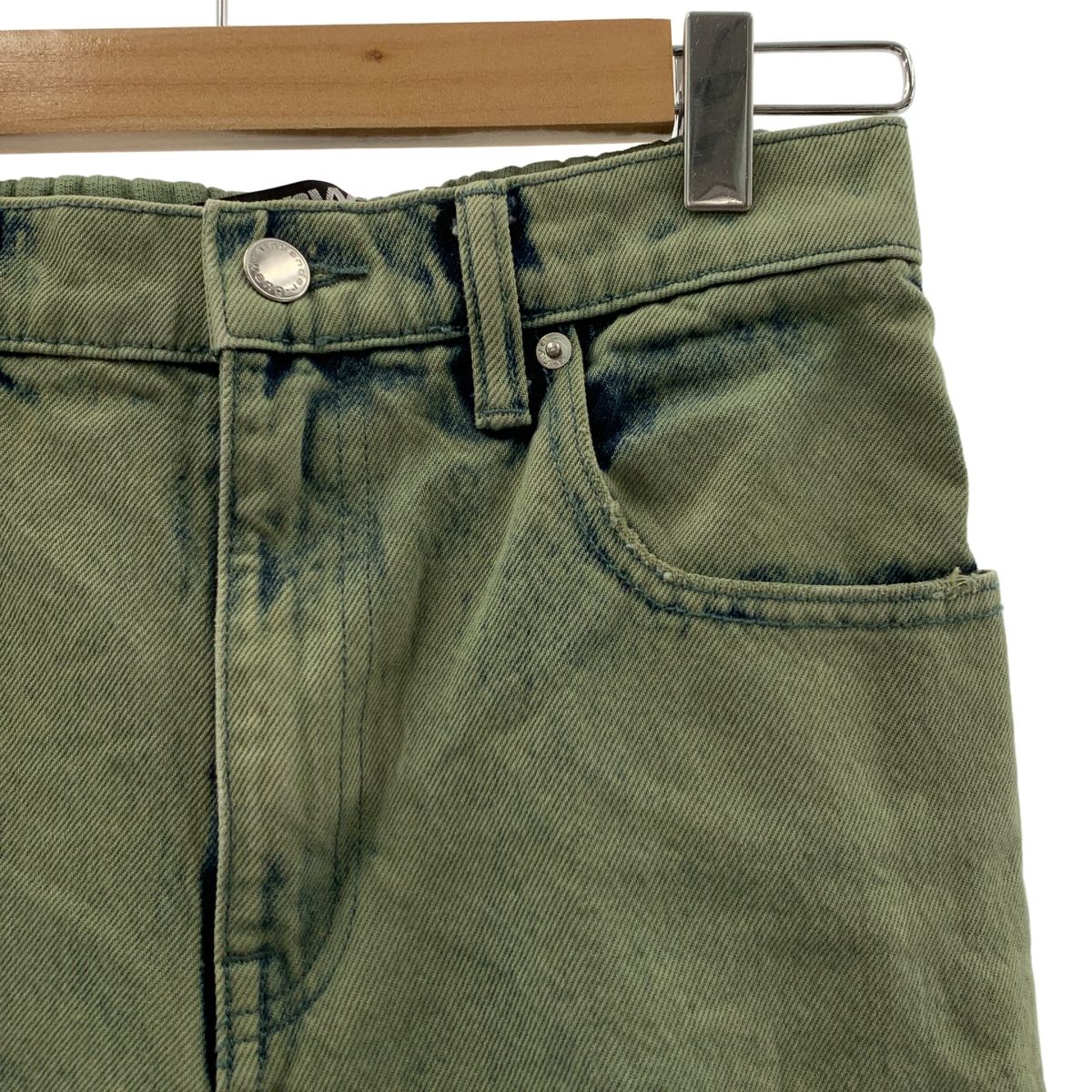 ALEXANDER WANG アレキサンダーワン デニム切替 スウェット パンツ 25 グリーン レディース