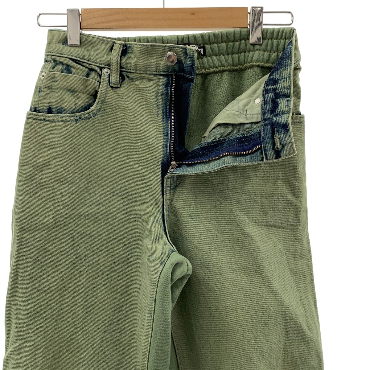 日本未入荷 ALEXANDER WANGアレキサンダーワン グリーンデニム ALEXANDER WANG / アレキサンダーワン | デニム切替 スウェット パンツ