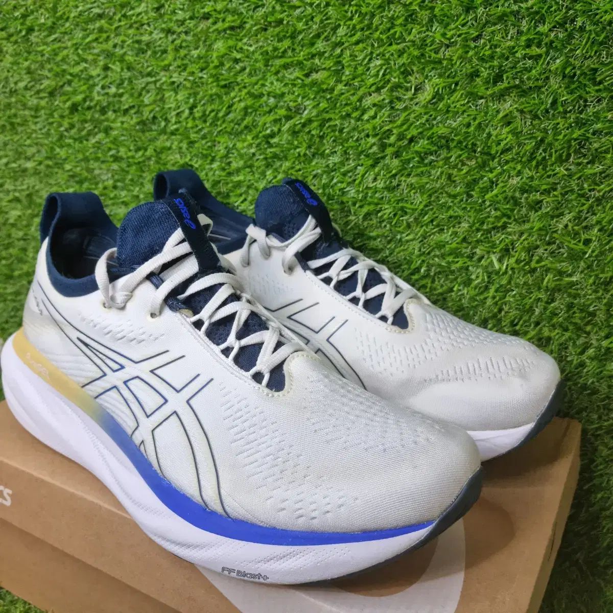 アシックス ゲル ニンバス 白 青 メンズ ランニングシューズ 280