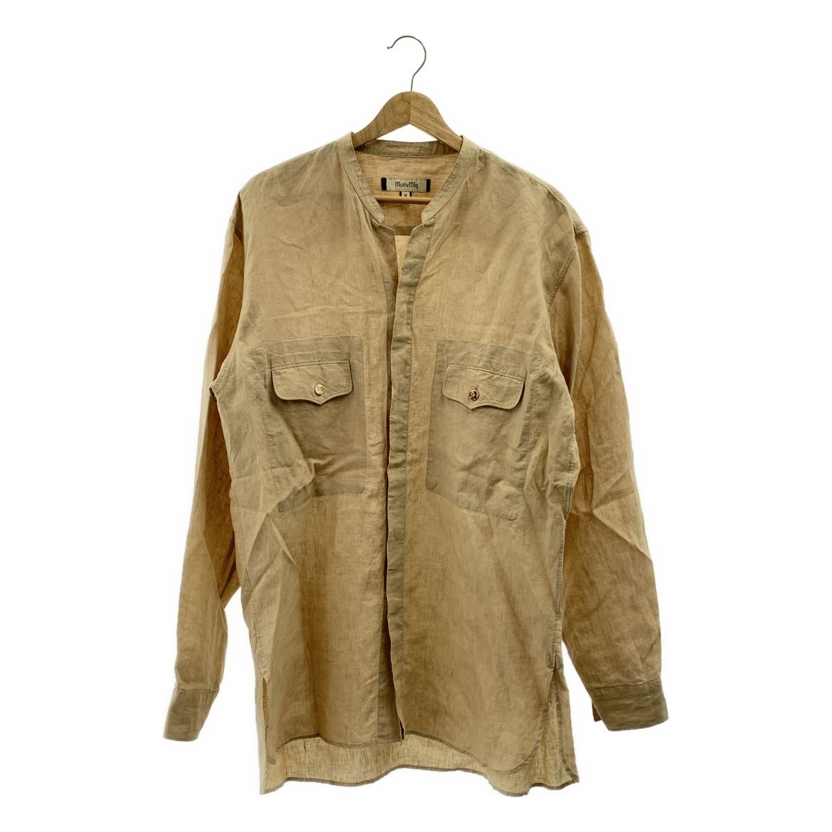 Motiv MFG モチーフエムエフジー Mikhail Shirt リネン バンド シャツ M ベージュ メンズ