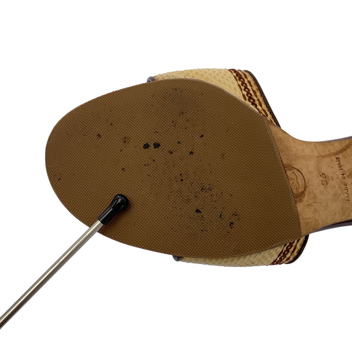  CHANEL シャネル レザー ロゴ ミュール サンダル 36 ベージュ ブラウン レディース その他 靴