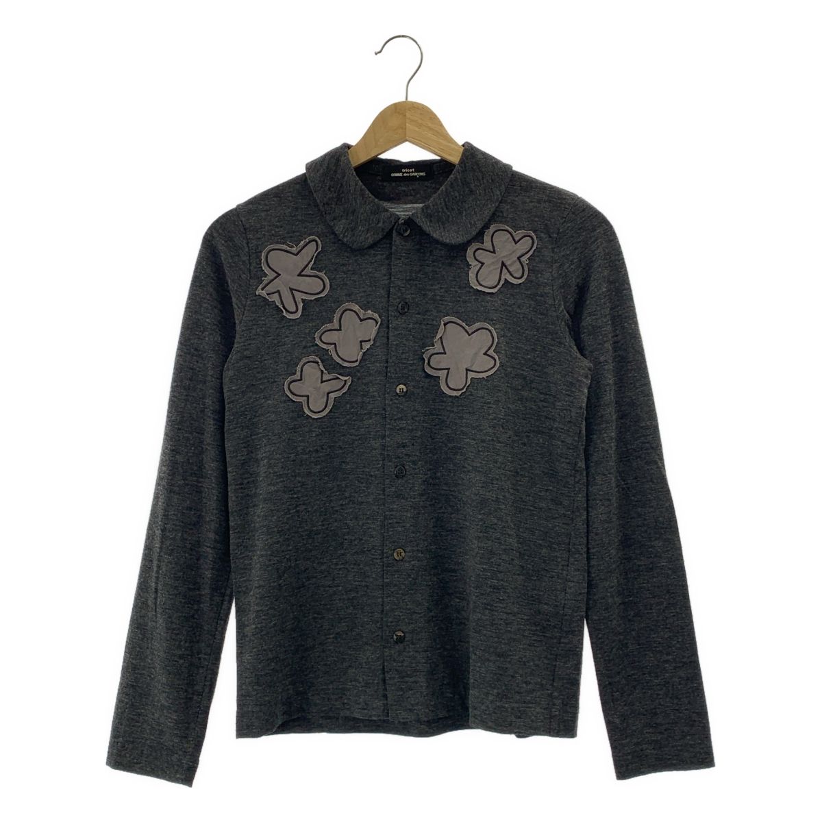 tricot COMME des GARCONS トリココムデギャルソン 1999SS ポリエステル ウール パッチ カーディガン グレー レディース