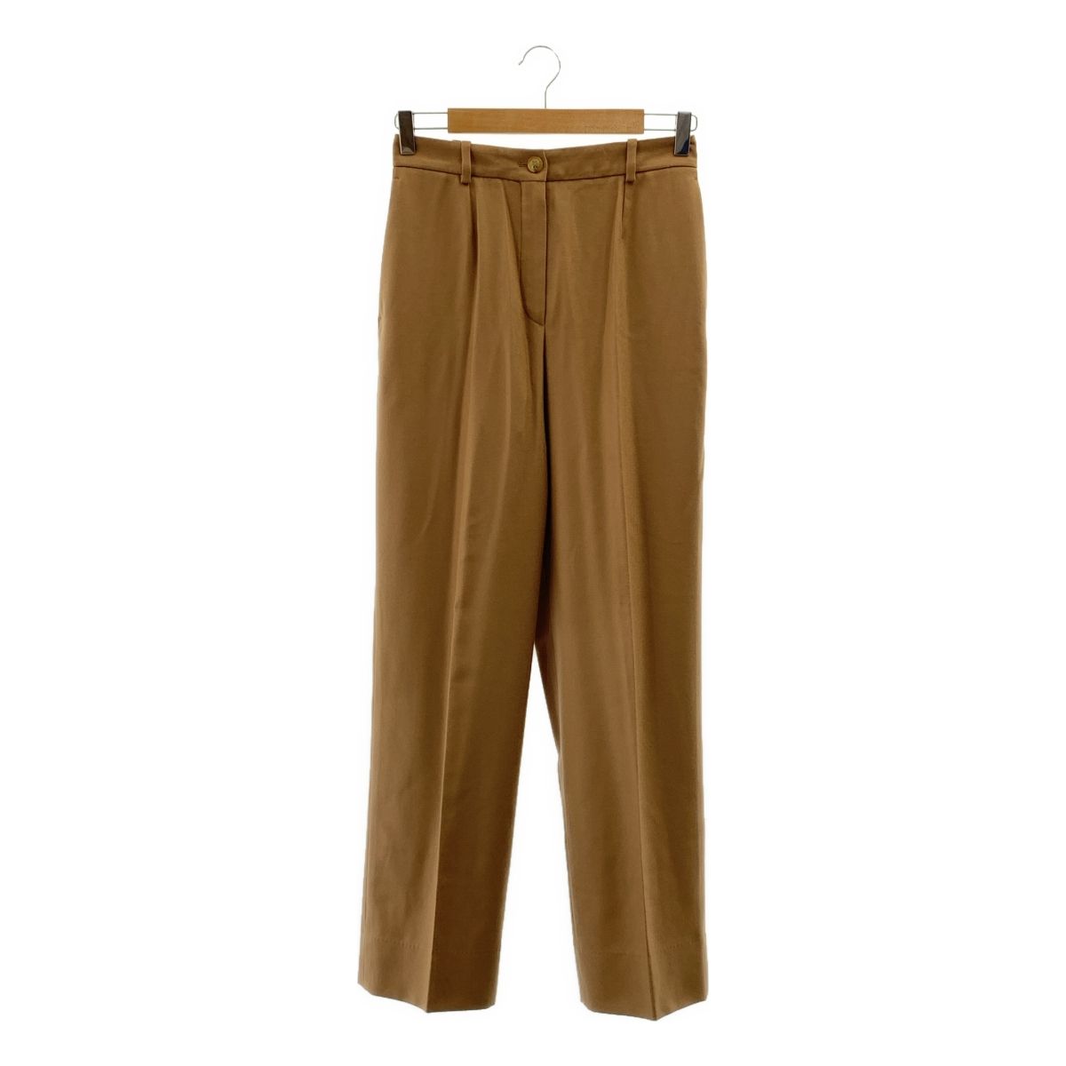 HERMES エルメス マルジェラ期 Hボタン カシミヤ ストレート スラックス パンツ 38 キャメル レディース