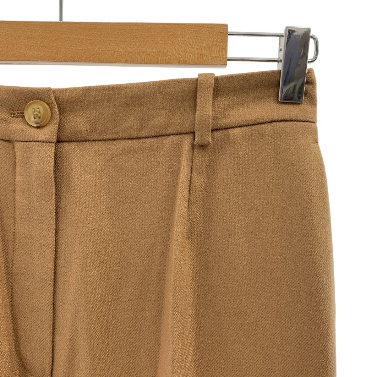HERMES エルメス マルジェラ期 Hボタン カシミヤ ストレート スラックス パンツ 38 キャメル レディース