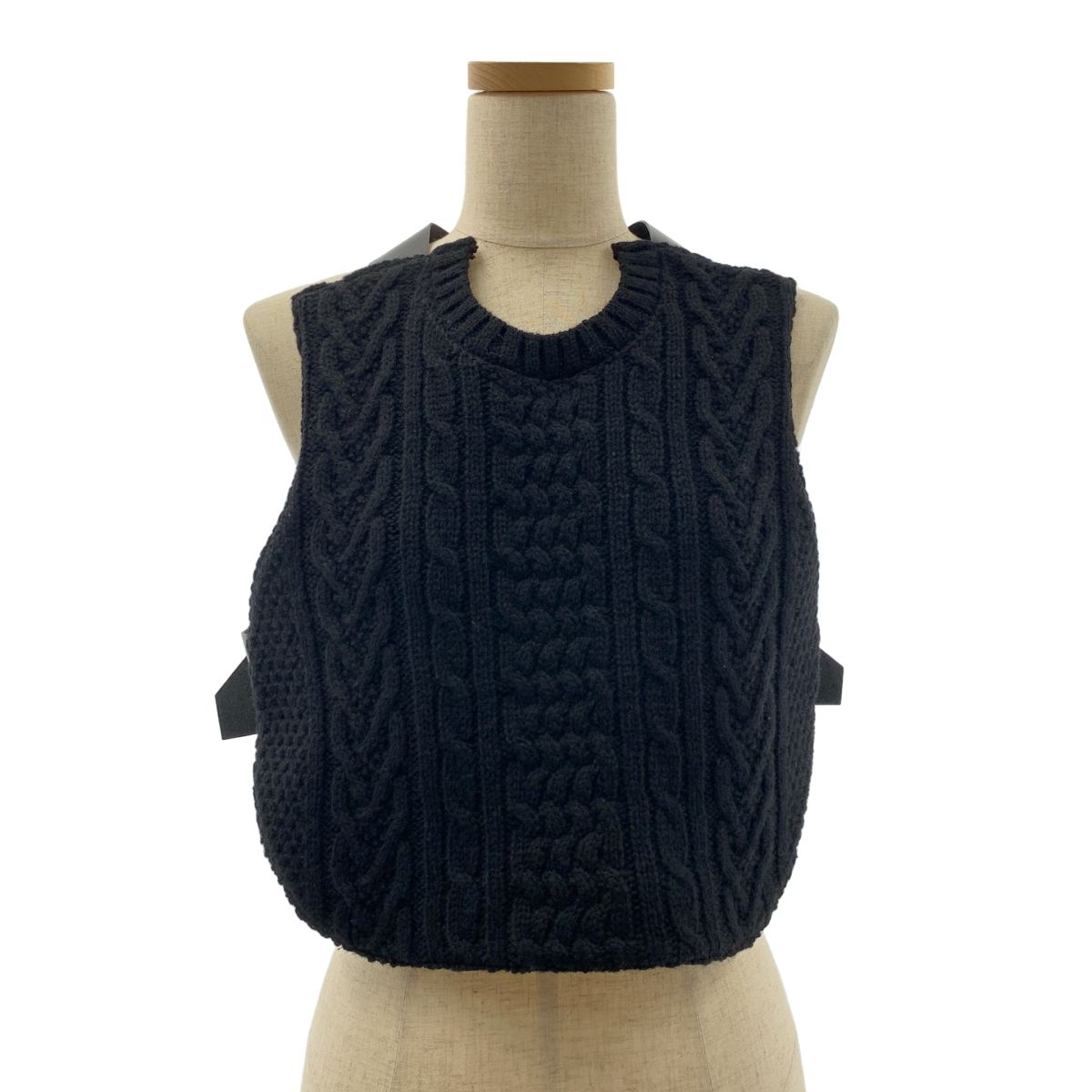 noir kei ninomiya ノワールケイニノミヤ 2020AW ハーネス ケーブルニット ベスト S ブラック レディース