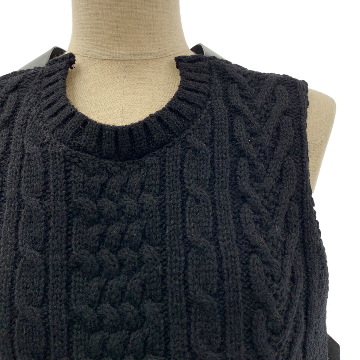 noir kei ninomiya ノワールケイニノミヤ 2020AW ハーネス ケーブルニット ベスト S ブラック レディース