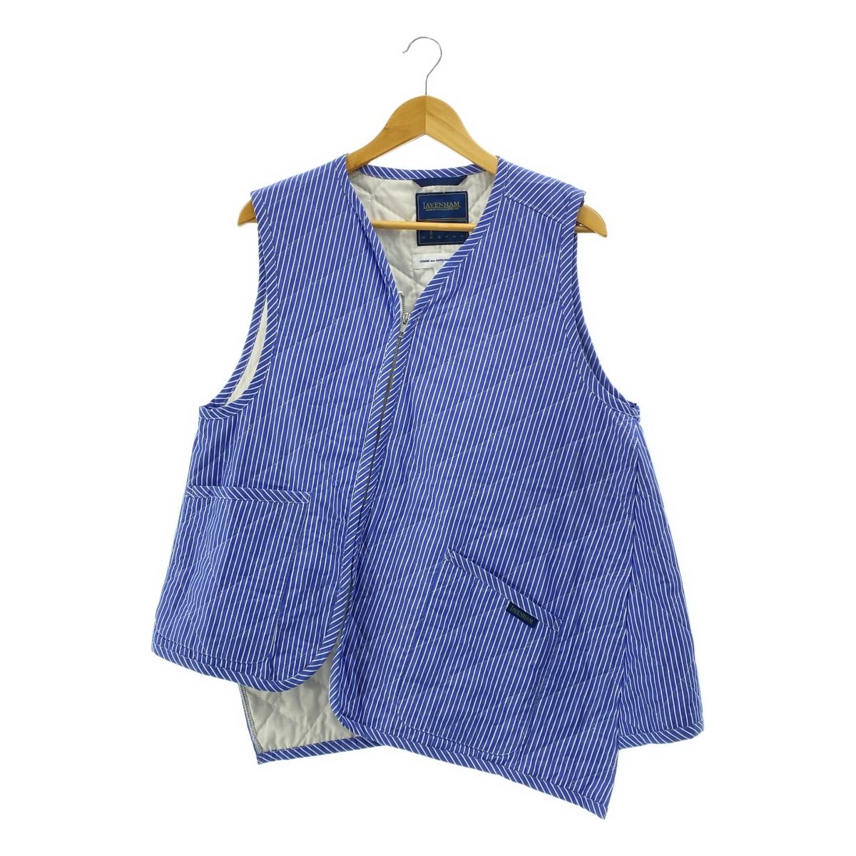 COMME des GARCONS SHIRT コムデギャルソンシャツ LAVENHAM ラベンハム アシンメトリー キルティング ベスト ジャケット S ブルー ホワイト メンズ