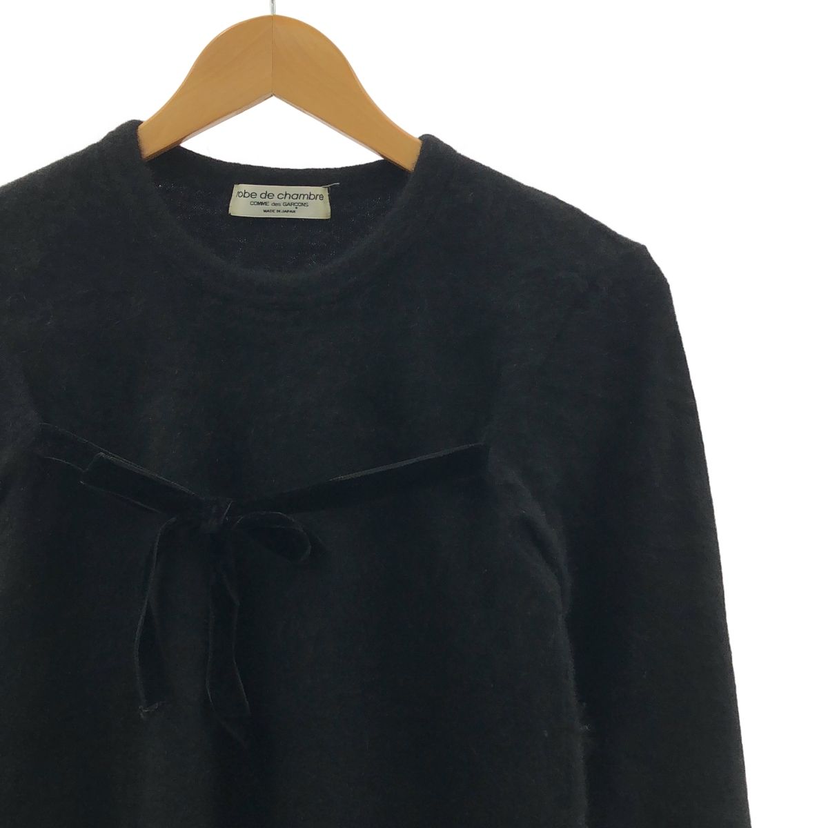 robe de chambre COMME des GARCONS ローブドシャンブルコムデギャルソン 2000AW ウール ナイロン リボン ニット ブラック レディース