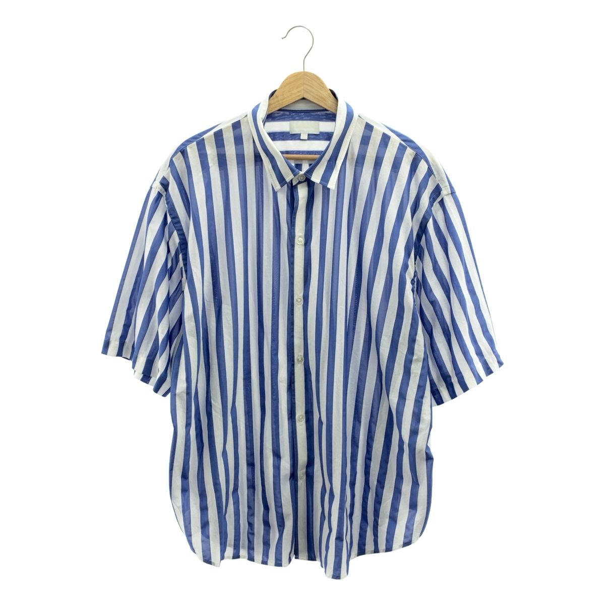 KANEMASA PHIL. カネマサフィル Atmosphere Stripe S S Shirt ストライプ オーバーシルエット シャツ L ホワイト ブルー メンズ