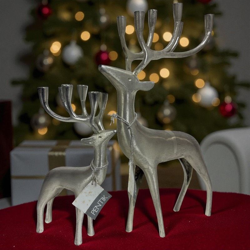 PENTIK ペンティック トナカイ キャンドルホルダー 置物 シルバー 北欧インテリア 雑貨 2点セット モダンデザイン フィンランド製 デコレーション ギフト タグあり