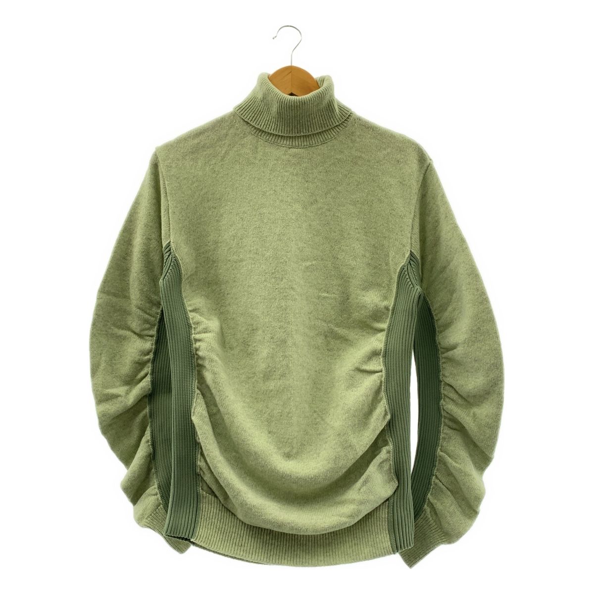 MM6 Maison Margiela エムエムシックスメゾンマルジェラ 2019AW ルーシュ セーター タートルネック ギャザー ニット XS グリーン レディース