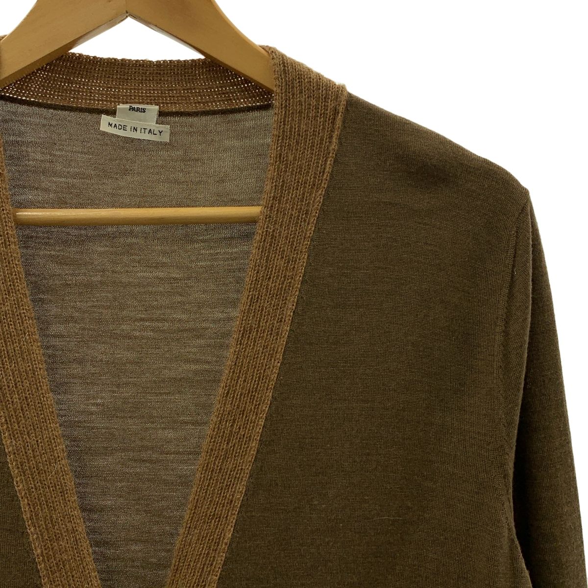 HERMES エルメス ゴルチエ期 ウール アルパカ Hロゴ ニット ロングカーディガン 42 ブラウン レディース
