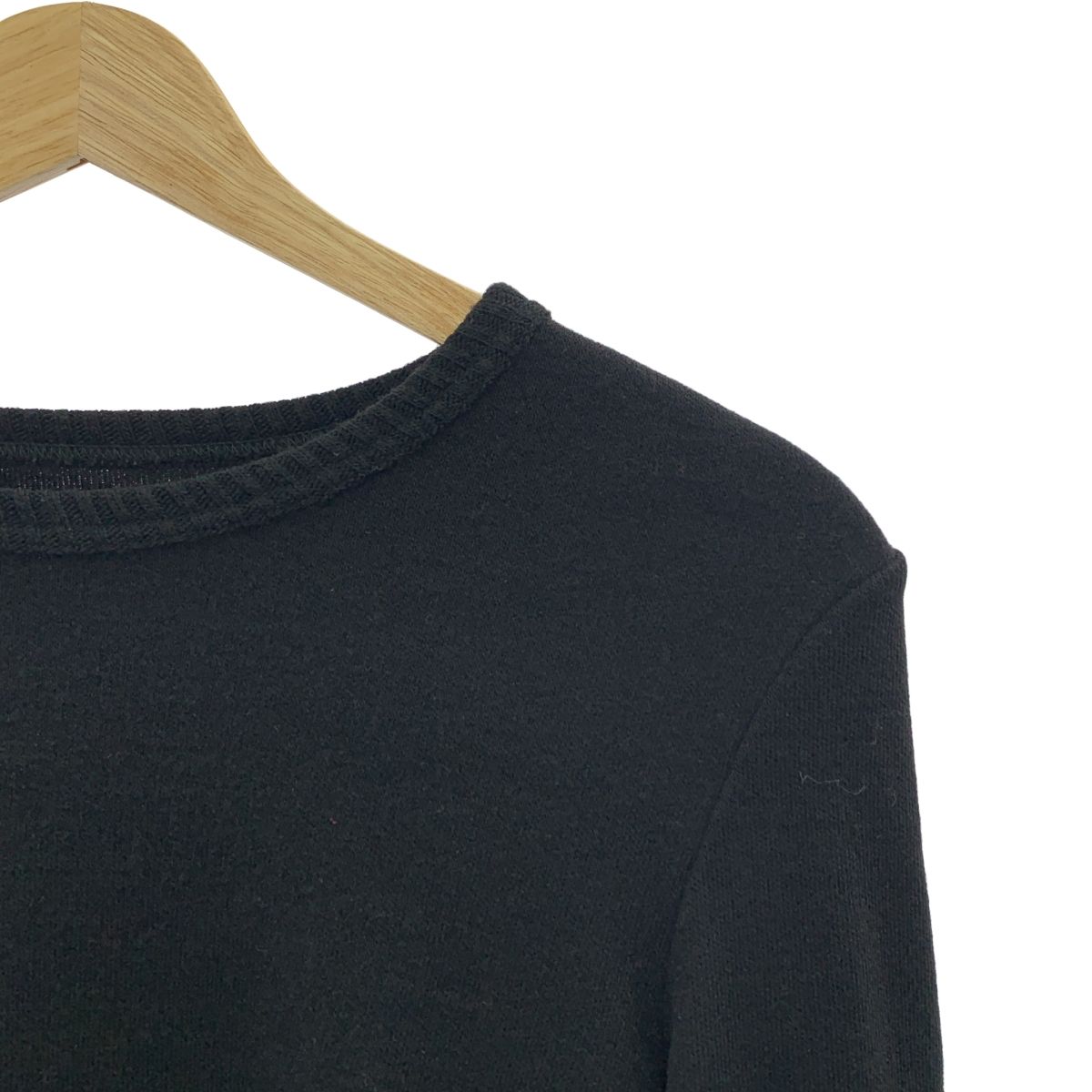 REGULATION Yohji Yamamoto レギュレーションヨウジヤマモト ウール バックフ クルーネックニット 3 ブラック レディース