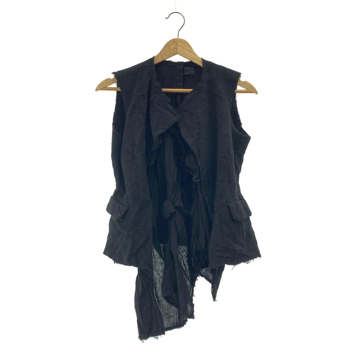 COMME des GARCONS コムデギャルソン 2003SS 製品染め 切替 レイヤード ベスト S ブラック レディース