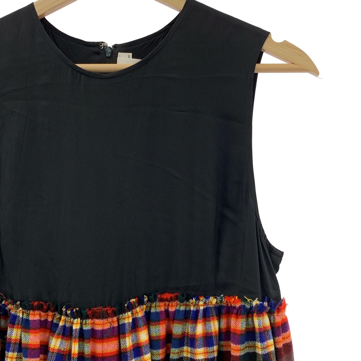 noir kei ninomiya ノワールケイニノミヤ 2020 AW ウール ナイロン 切替 チェック オールインワン サロペット XS マルチ レディース