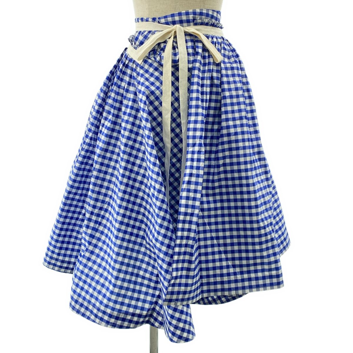JUNYA WATANABE COMME des GARCONS ジュンヤワタナベ 2009SS ギンガムチェック ラップ巻きスカート XS ブルー レディース