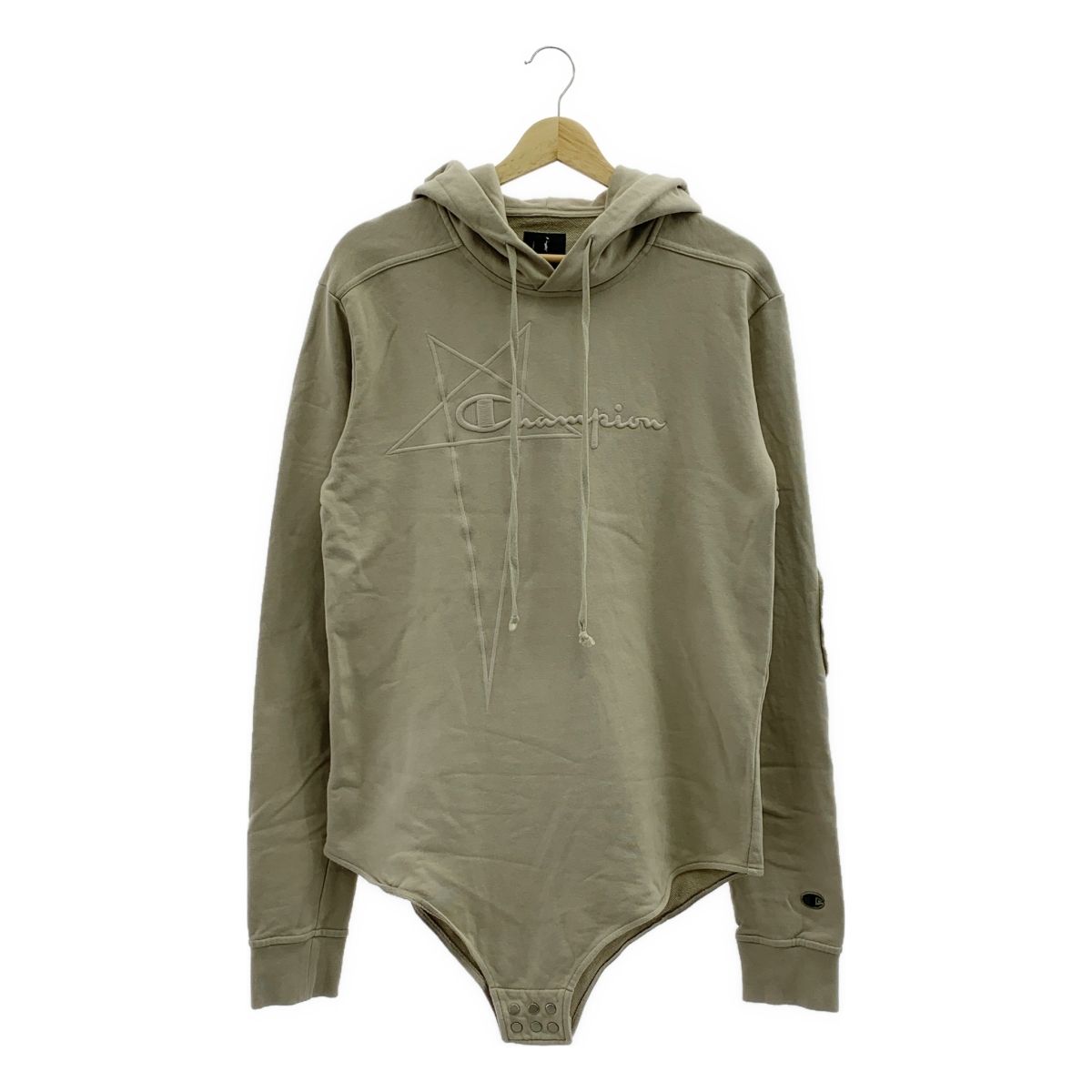 Rick Owens / リックオウエンス | × Champion / チャンピオン HOODED BODY ロゴ刺しゅう フーデッド ボディスーツ スウェットパーカー | M | パール | メンズ