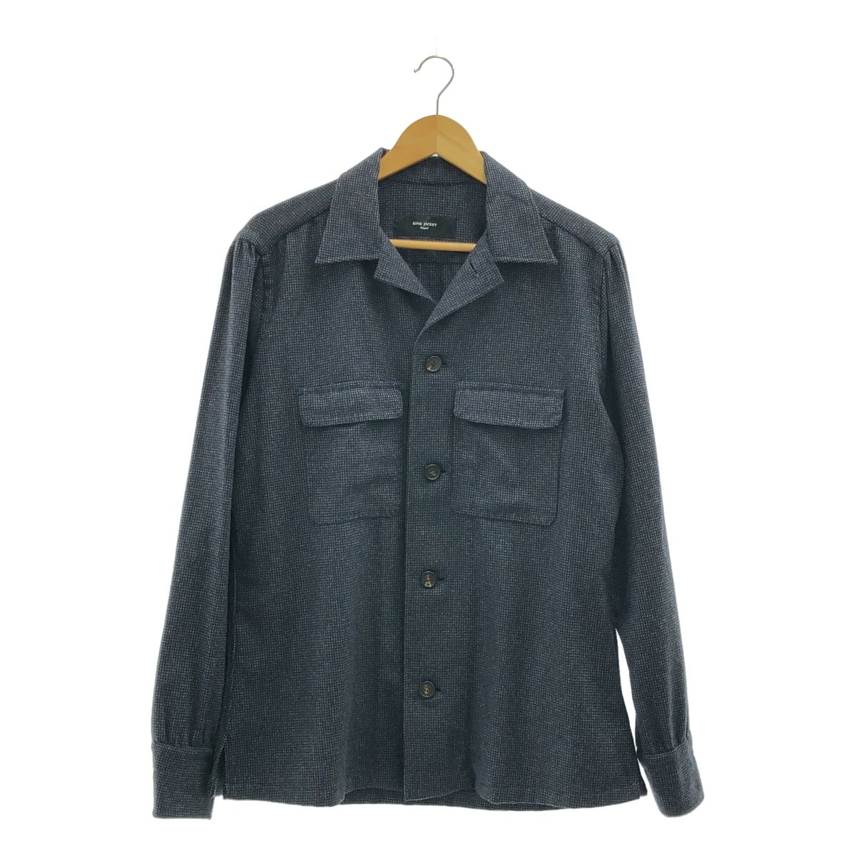 RING JACKET リングヂャケット cashmere 100% カシミヤ ダブルポケット シャツ ジャケット L ネイビー メンズ
