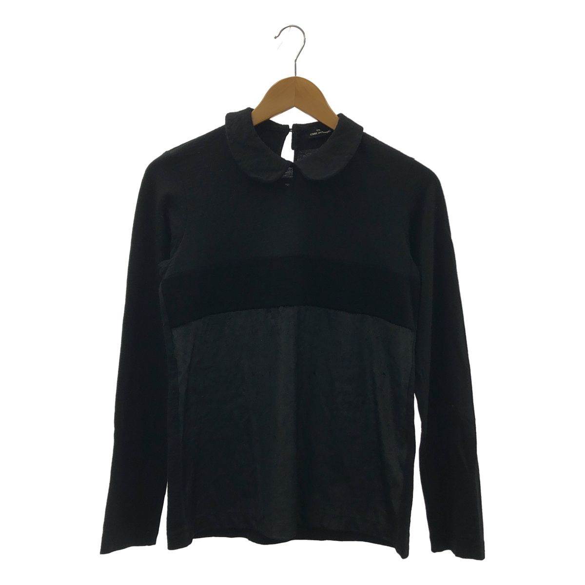 tricot COMME des GARCONS トリココムデギャルソン 1995AW ウール ベロア 切替 ラウンド ニット ブラック レディース