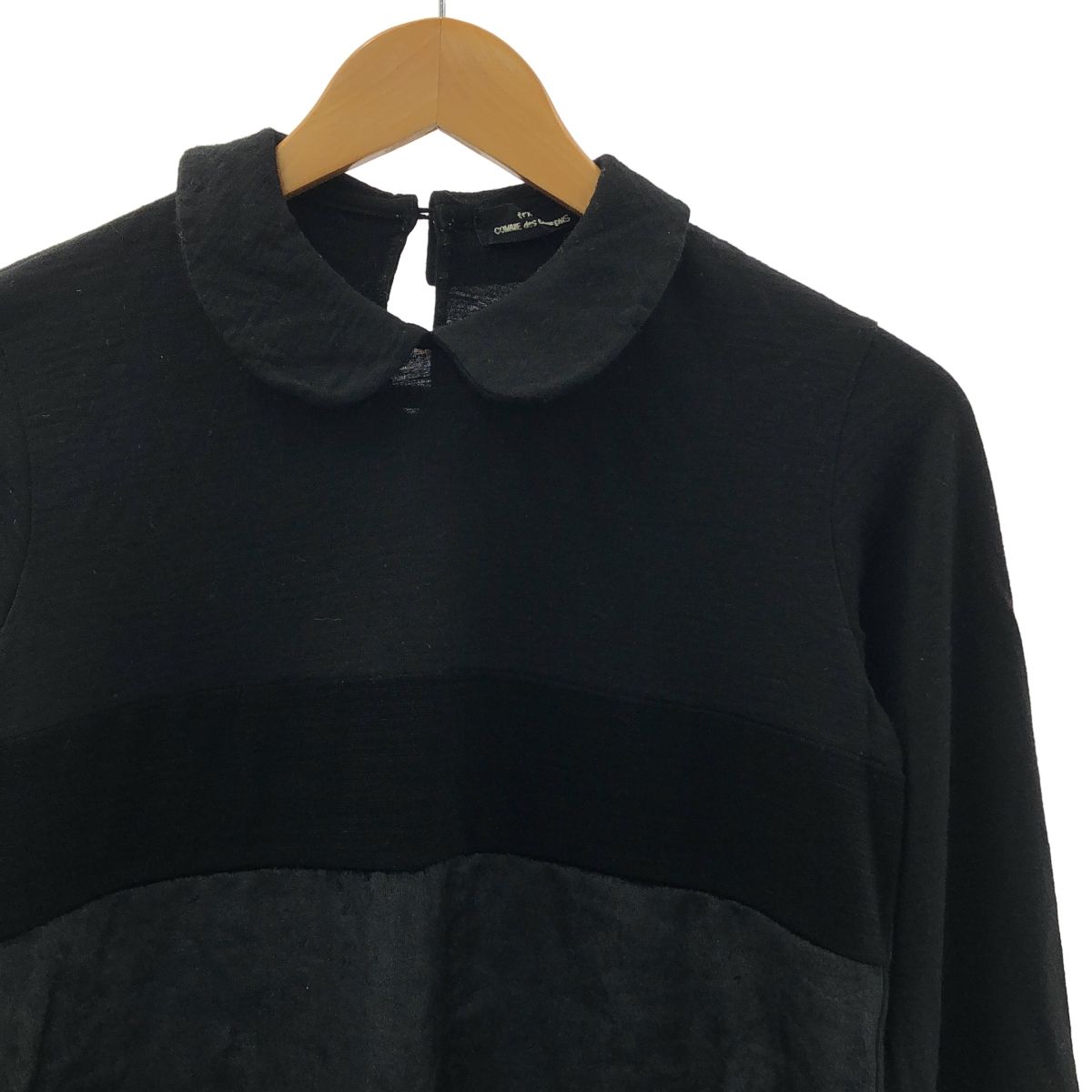 tricot COMME des GARCONS トリココムデギャルソン 1995AW ウール ベロア 切替 ラウンド ニット ブラック レディース